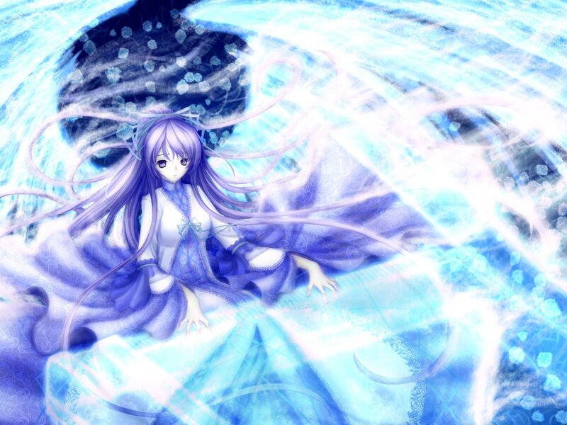 Purple-haired Girl in Dress — Blue, Ethereal