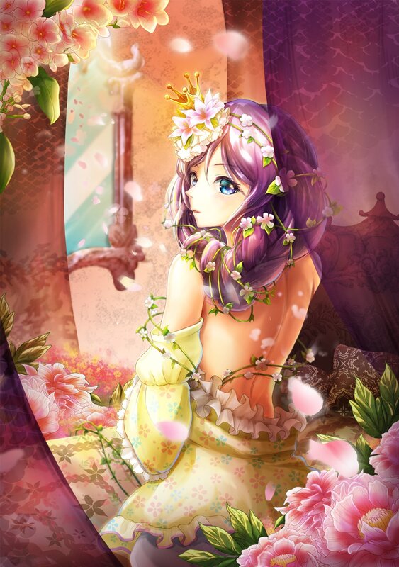 Purple-haired Girl in Dress — Pink, Serene