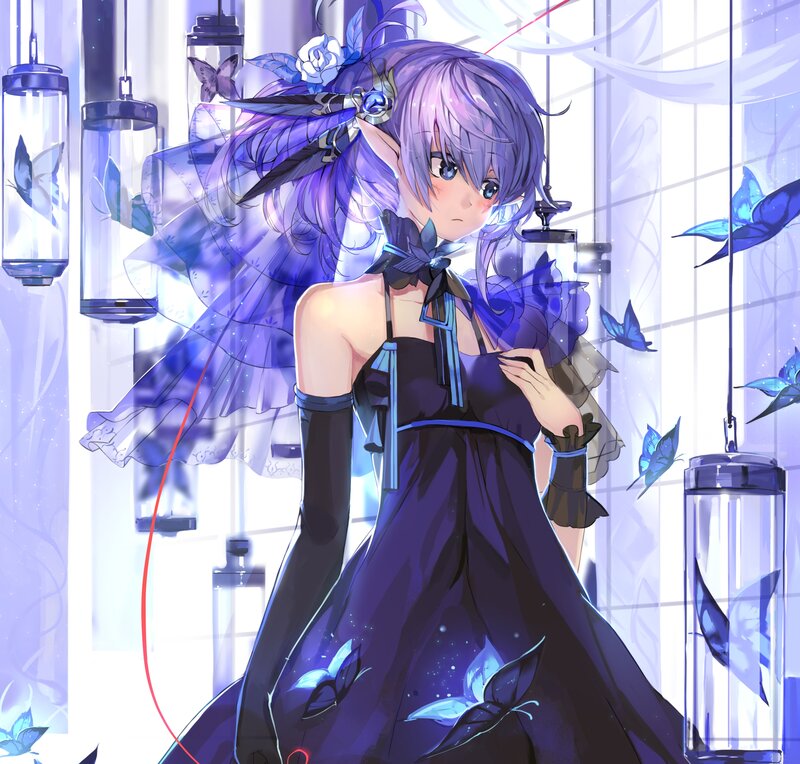 Purple-haired Girl in Dress — Purple, Dreamy, Digital Art