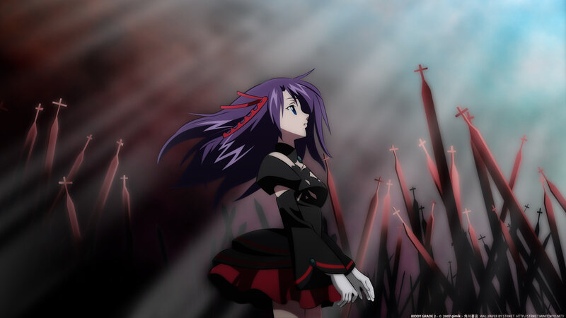 Purple-haired Girl in Field — Black