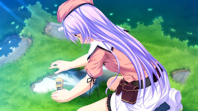 Purple-haired Girl in Field — Green
