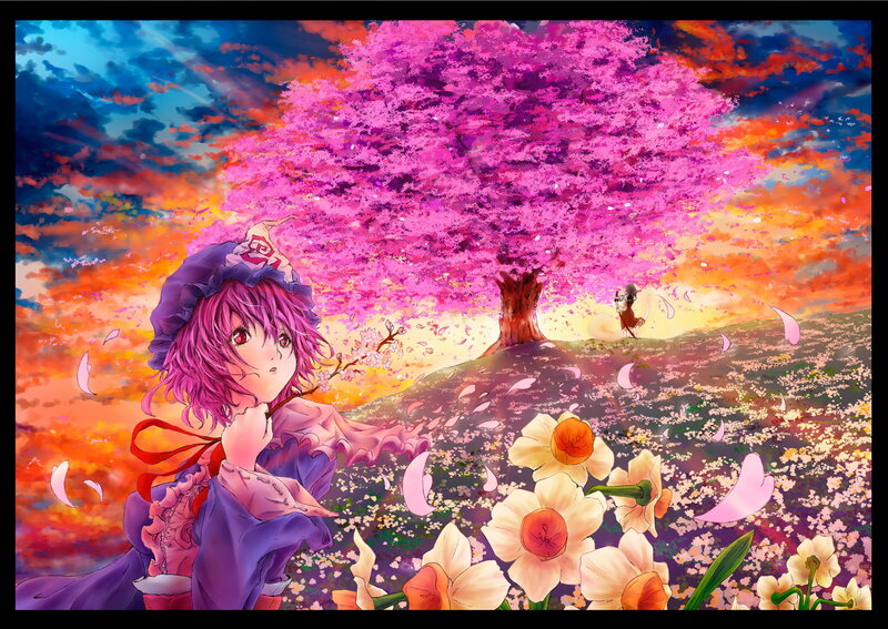 Purple-haired Girl in Field — Pink