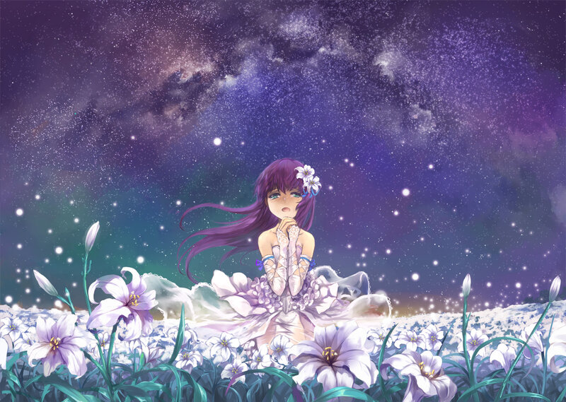 Purple-haired Girl in Field — Purple