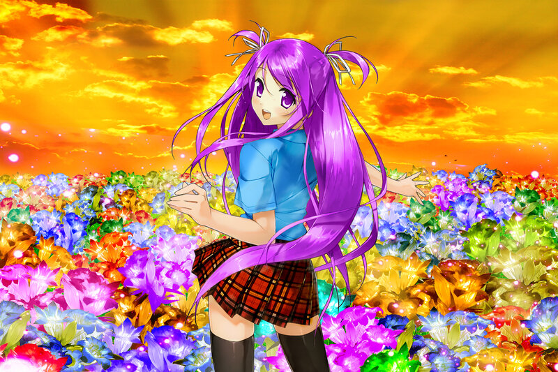 Purple-haired Girl in Field