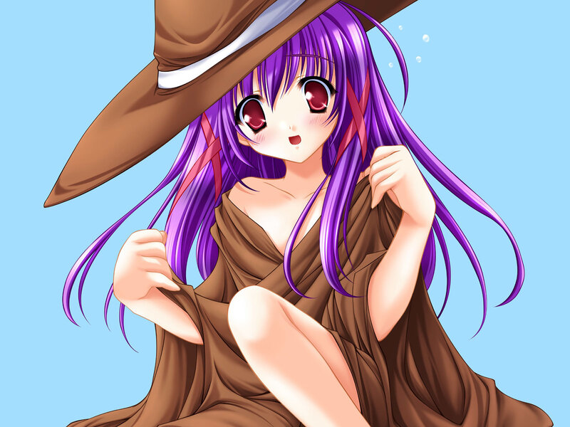Purple-haired Girl in Hat — Purple, Playful, Anime