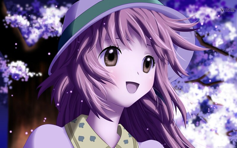 Purple-haired Girl in Hat — Purple, Serene