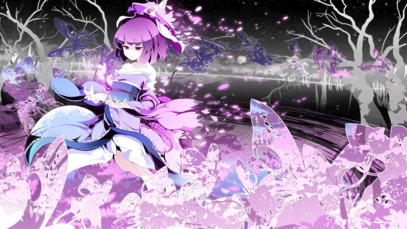 Purple-haired Girl in Kimono — Purple, Dreamy, Night