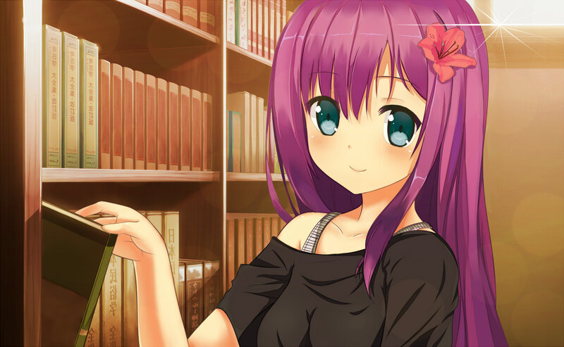 Purple-haired Girl in Library — Purple