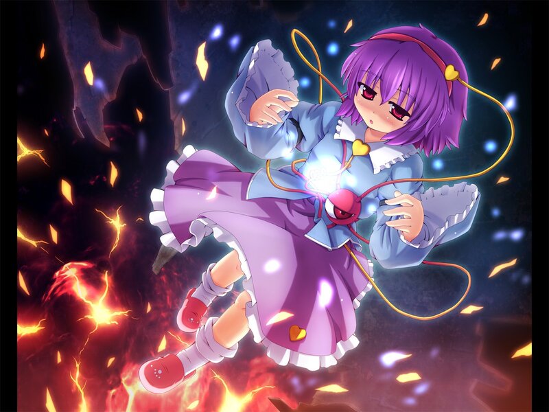 purple-haired girl in magical battle