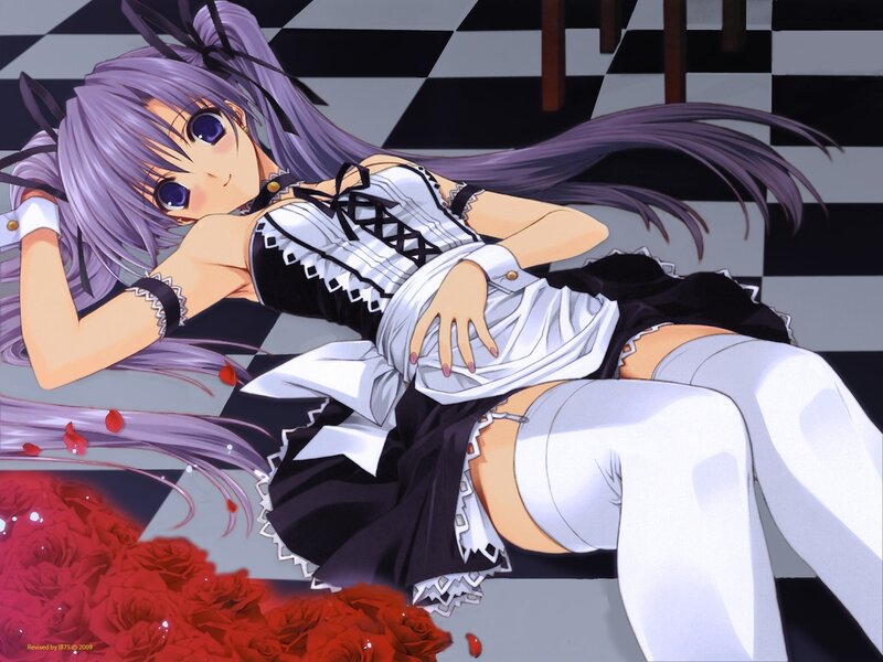 Purple-haired Girl in Maid Outfit — Purple