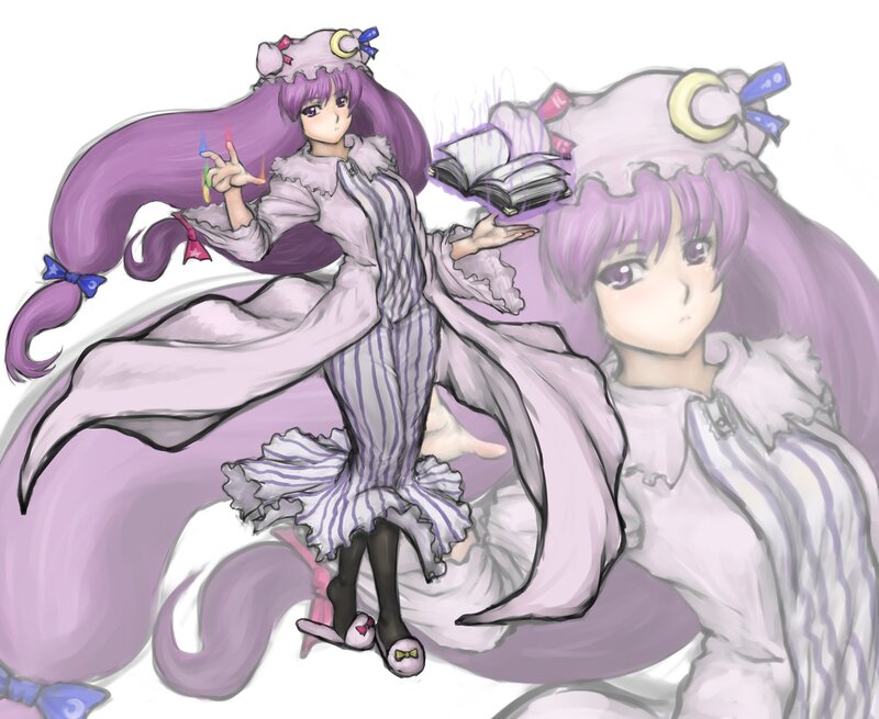 purple-haired girl in pajamas