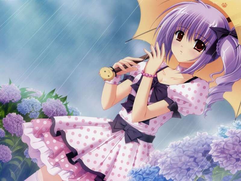 Purple-haired Girl in Rain — Purple