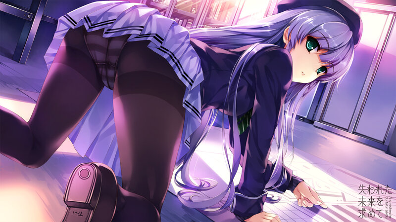 purple-haired girl in school uniform