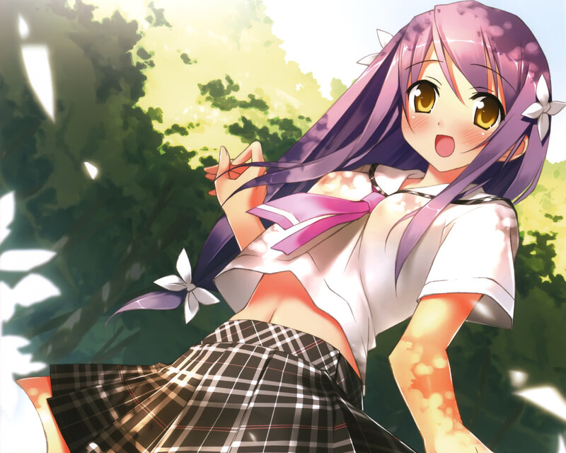 Purple-haired Girl in School Uniform — Purple, Bright, Cheerful