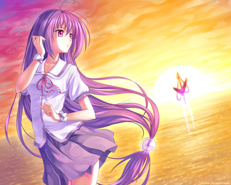 Purple-haired Girl in School Uniform — Purple