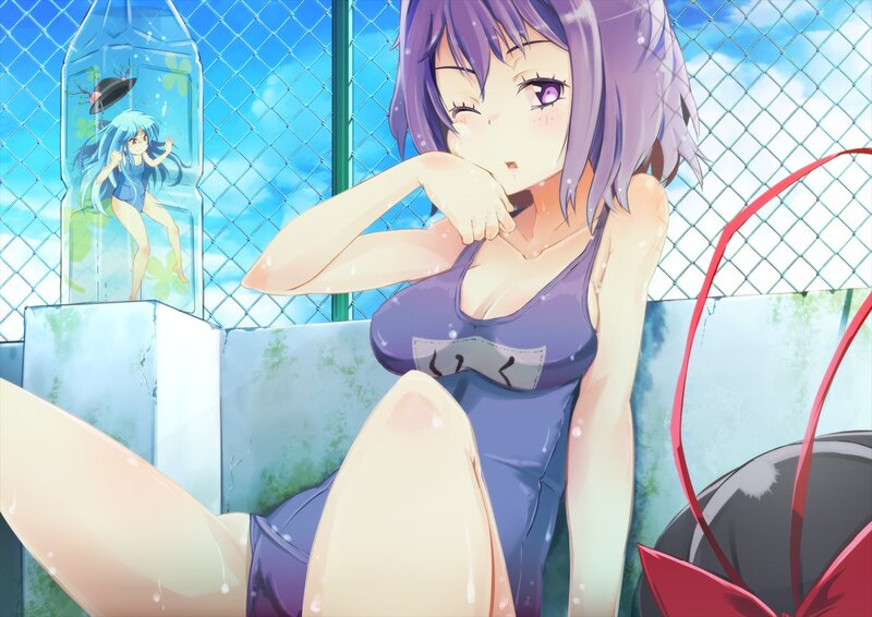 Purple-haired Girl in Swimsuit — Purple, Playful