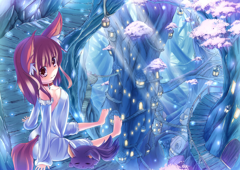 Purple-haired Girl in Treehouse