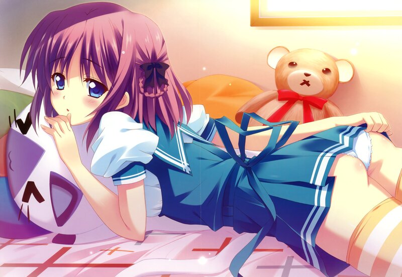 Purple-haired Girl in Uniform — Purple, Calm, Morning