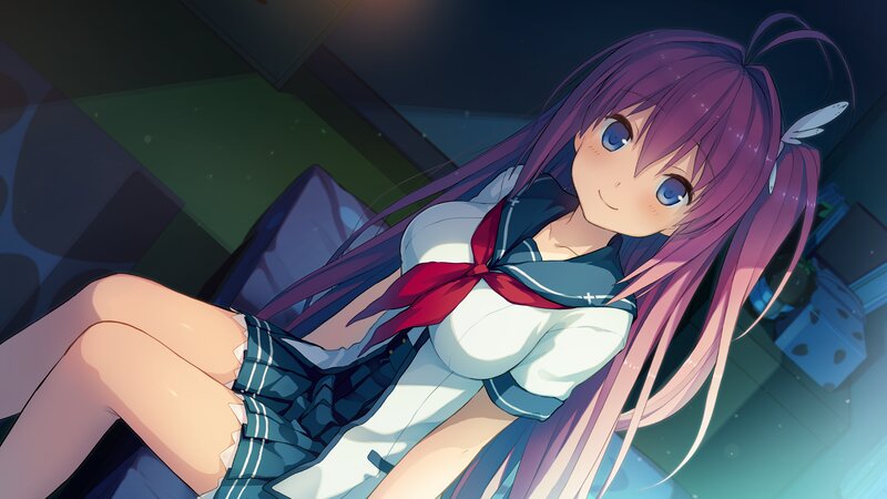 Purple-haired Girl in Uniform — Purple, Calm, Night