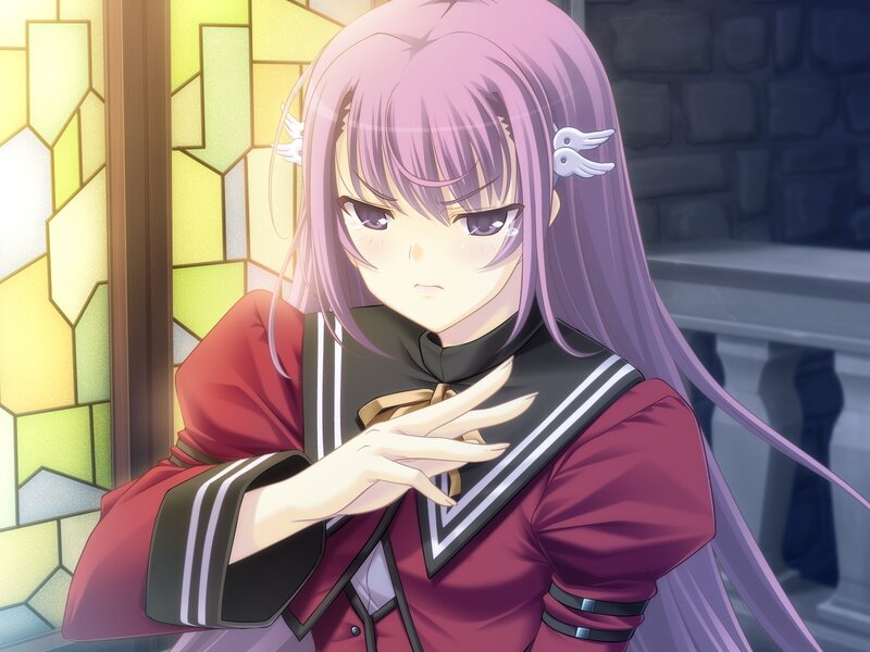 Purple-haired Girl in Uniform — Purple, Dramatic