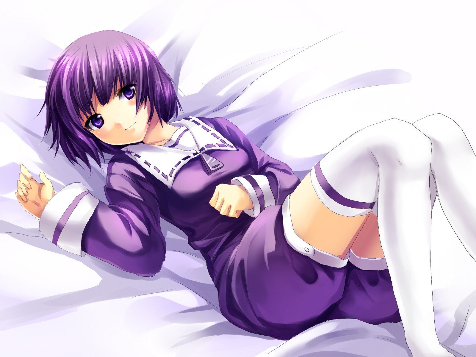 purple-haired girl in uniform