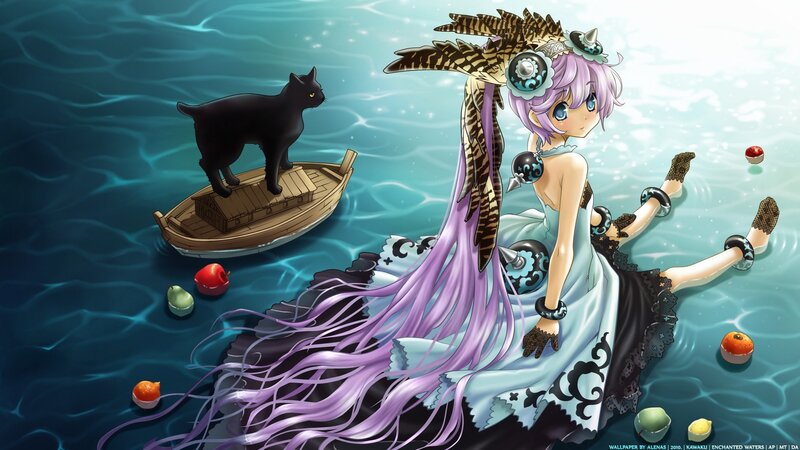 Purple-haired Girl in Water — Blue
