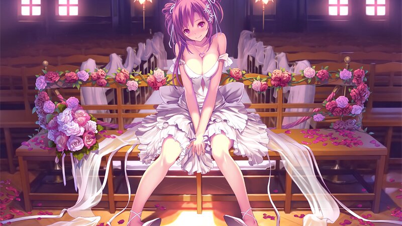 Purple-haired Girl in Wedding Dress — Pink