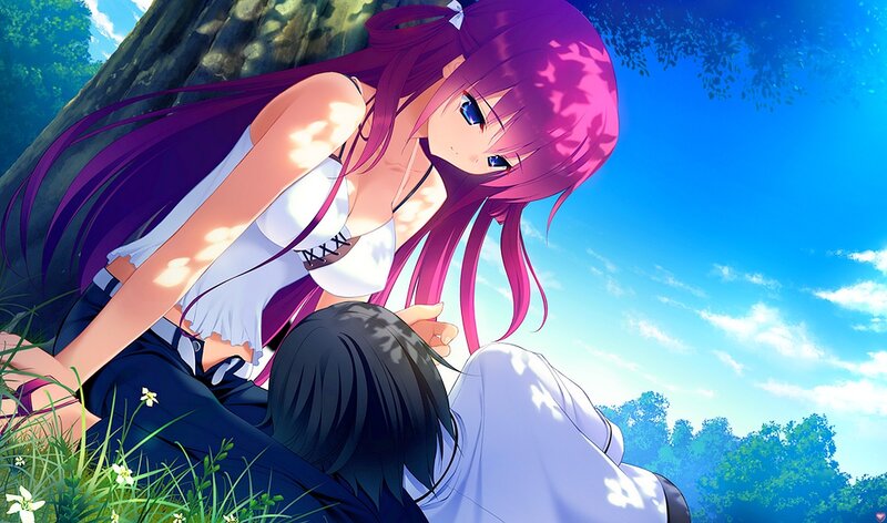 Purple-haired Girl Leaning — Pink
