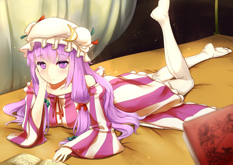 Purple-haired Girl Lying Down — Pink, Calm, Night