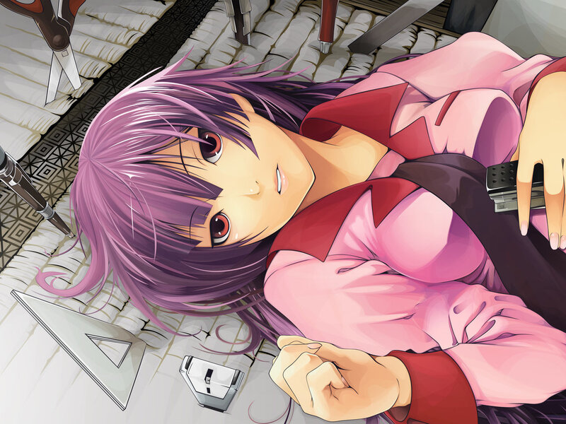 Purple-haired Girl Lying Down — Pink, Calm