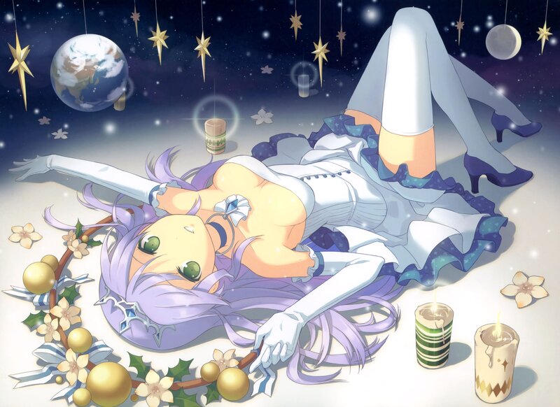 Purple-haired Girl Lying Down — White