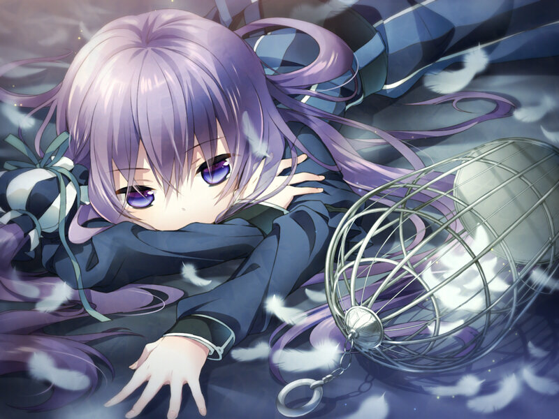 Purple-haired Girl Lying