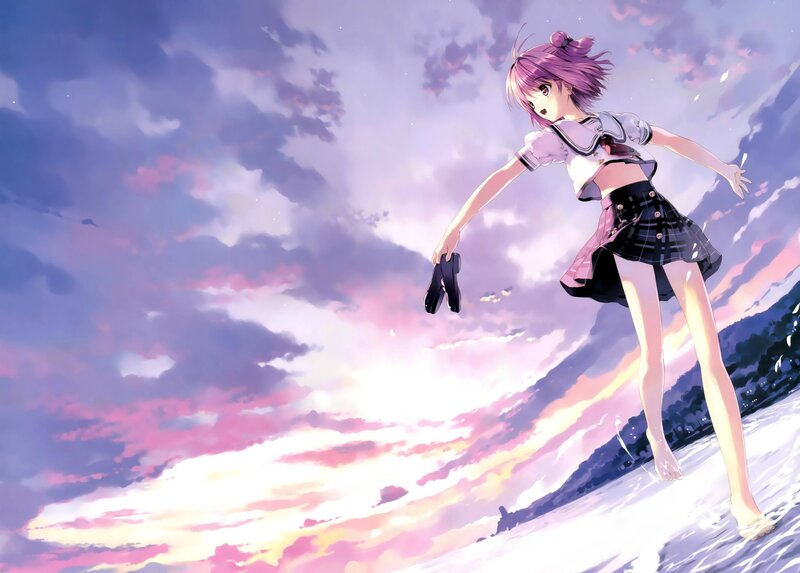 Purple-haired Girl on Beach