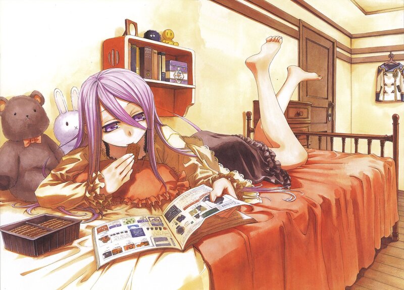 Purple-haired Girl on Bed — Orange