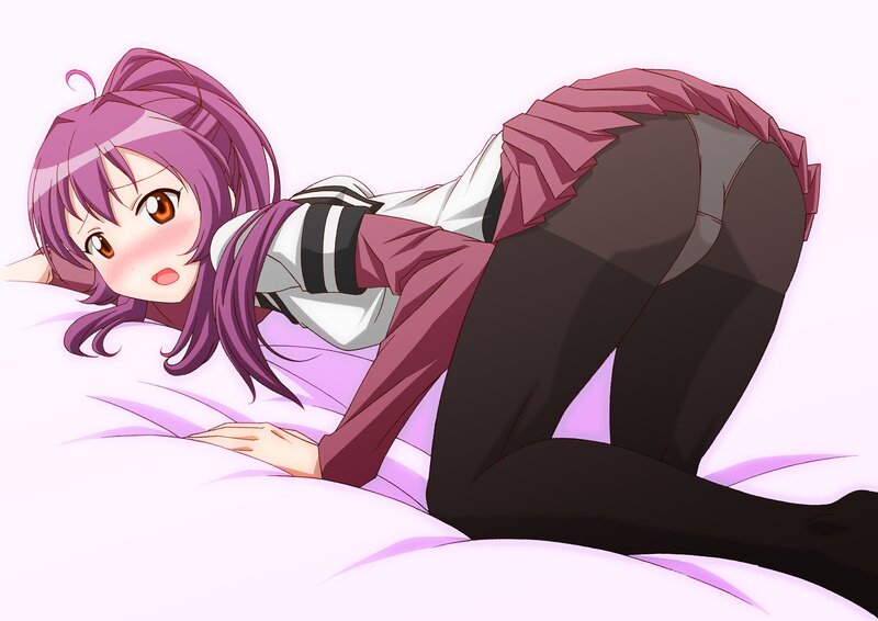 Purple-haired Girl on Bed — Purple, Playful
