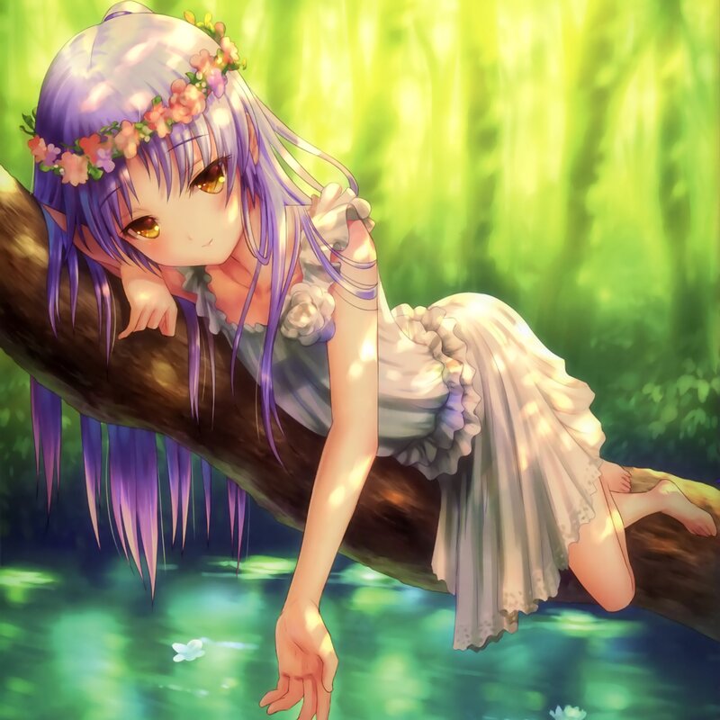 Purple-haired Girl on Branch