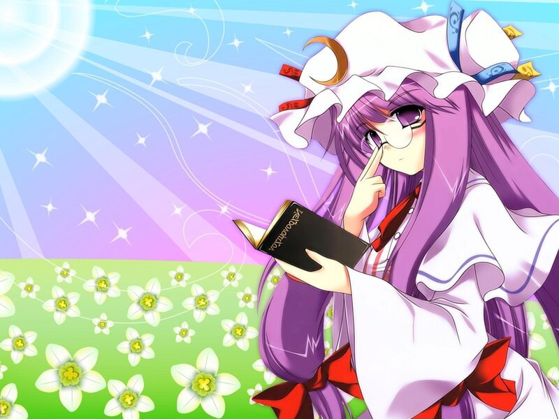 Purple-haired Girl Reading Book — Purple, Serene