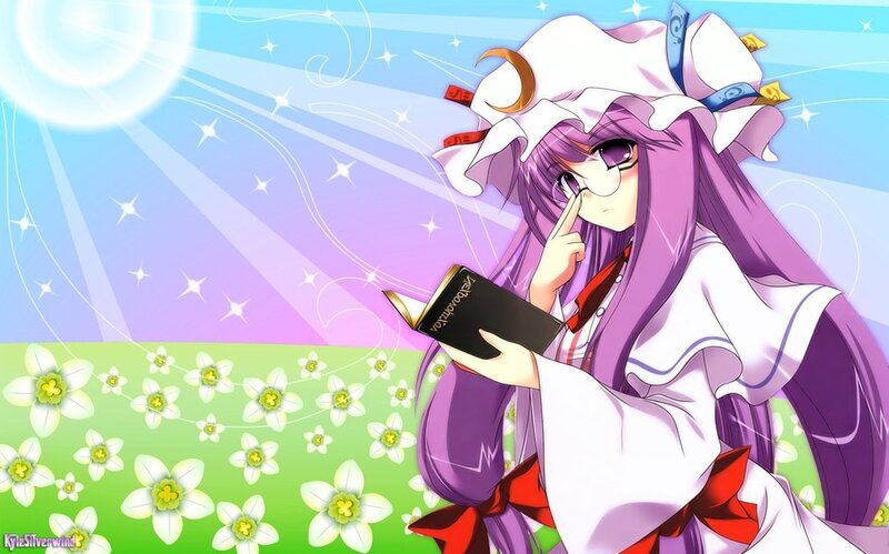 Purple-haired Girl Reading Book — Purple