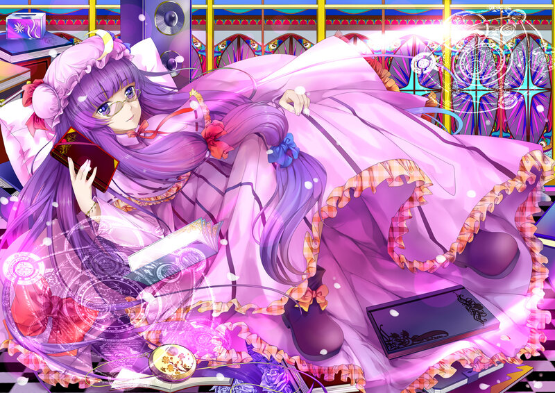 Purple-haired Girl Reading — Pink, Calm