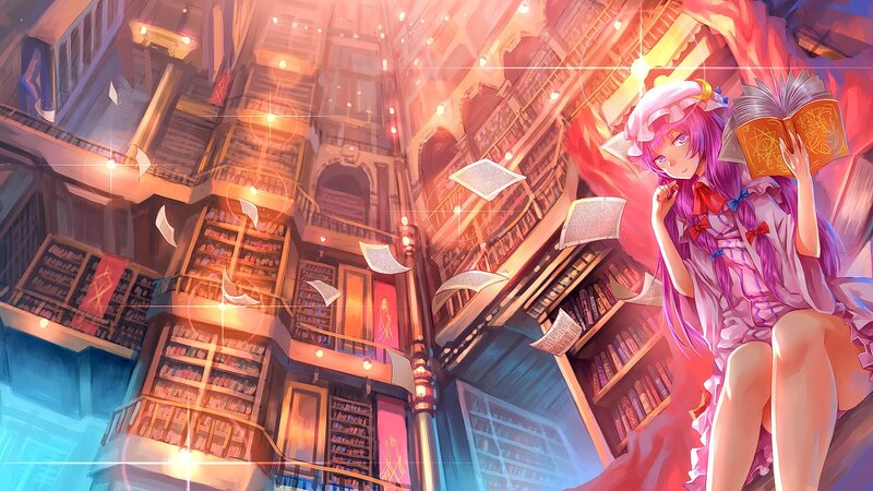 Purple-haired Girl Reading — Pink, Magical