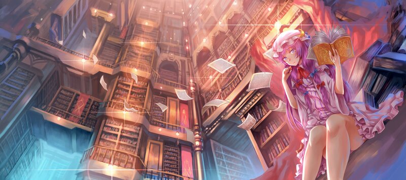 Purple-haired Girl Reading — Pink, Serene