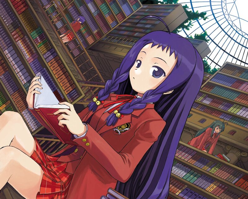 Purple-haired Girl Reading — Purple, Calm, Afternoon, Anime