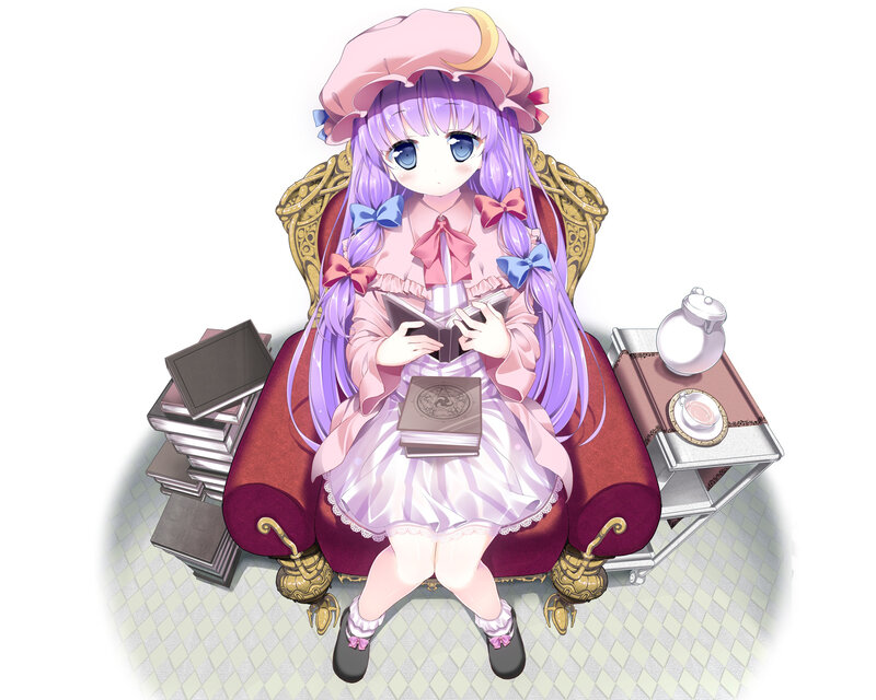 Purple-haired Girl Reading — Purple, Calm, Anime, Book
