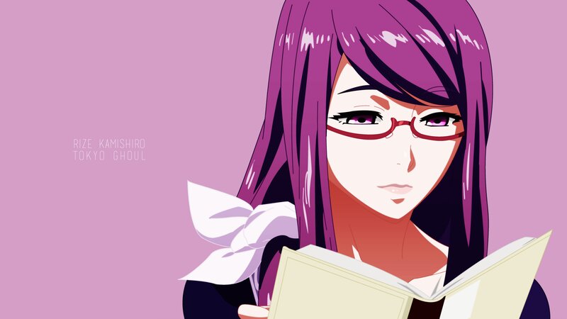 Purple-haired Girl Reading — Purple, Calm, Anime, Glasses