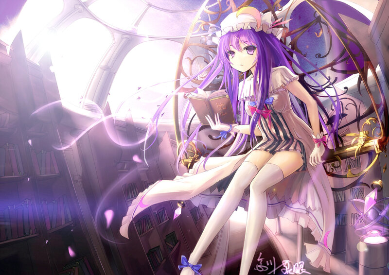 Purple-haired Girl Reading — Purple, Serene