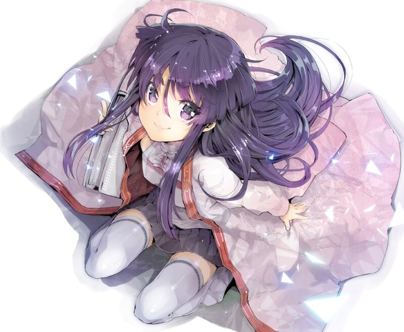 Purple-haired Girl Sitting — Purple, Calm