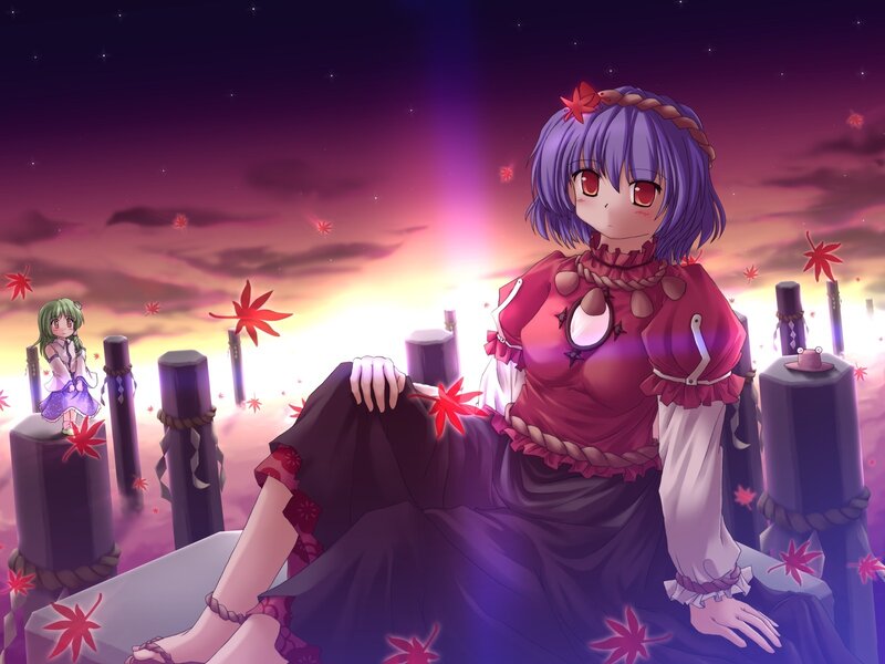 Purple-haired Girl Sitting — Purple, Serene, Sunset, Anime