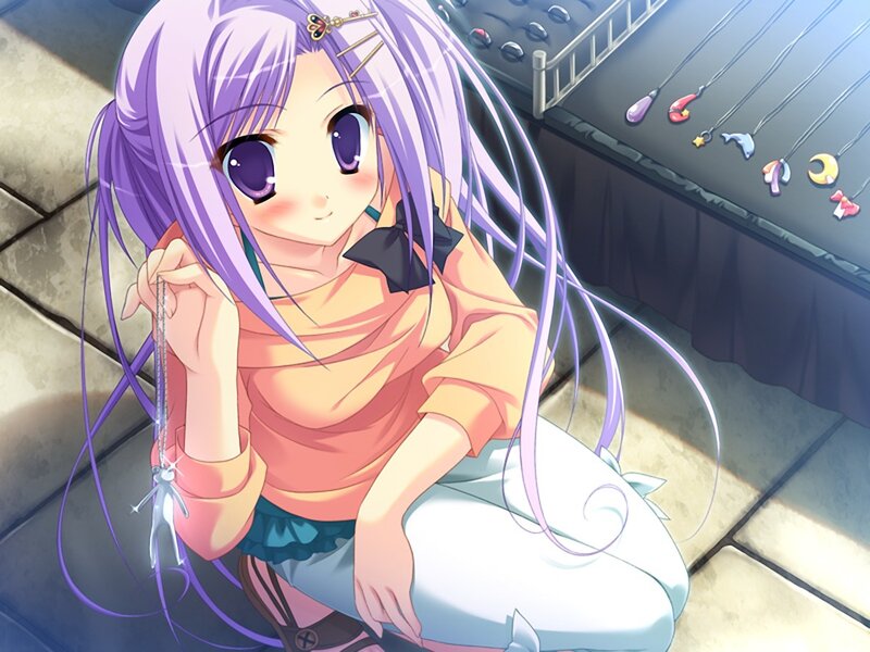 Purple-haired Girl Sitting — Purple