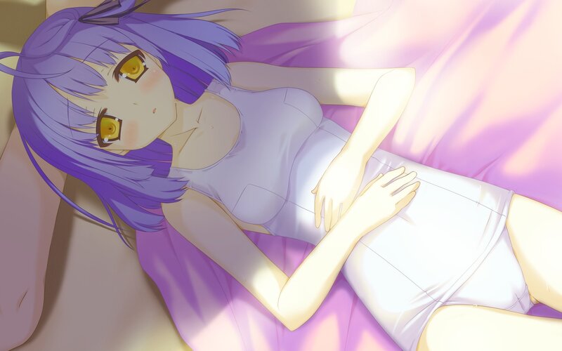 purple-haired girl sleeping