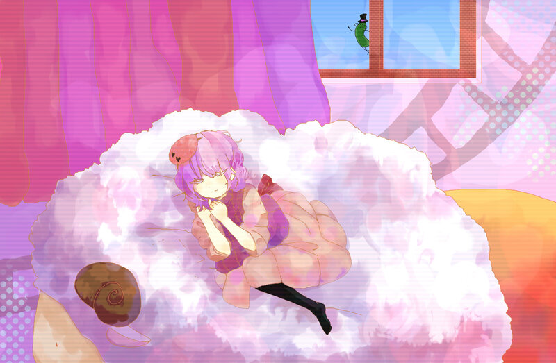 Purple-haired Girl Sleeping — Pink